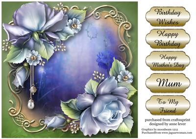 Pretty Porcelain Roses Golden Scene - Square