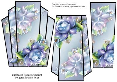 Art Deco Stacker Topper - Blue Porcelain Roses