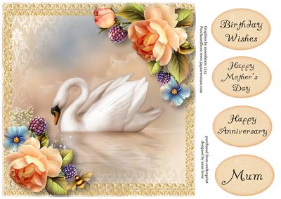 Beautiful Swan & Peach Roses - Square