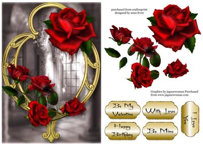 Gothic Dread Roses & Golden Frame