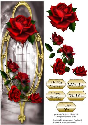 Large Dl Gothic Dread Roses & Golden Frame