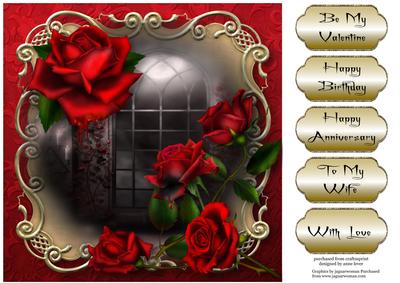 Gothic Dread Roses Golden Scene - Square