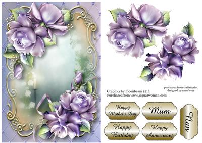 Purple Porcelain Roses Golden Scene