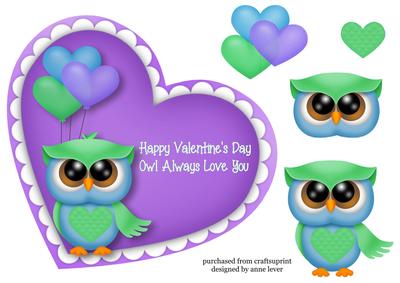 Heart Shaped Owl Valentine Topper