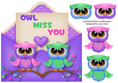 Owl Miss You Envelope Shaped Topper