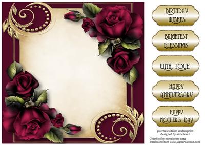 Beautiful Magenta Roses Floral Plaque - Square