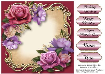 Beautiful Belle Roses Floral Plaque - Square