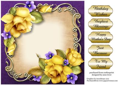 Gorgeous Yellow Roses Floral Plaque - Square