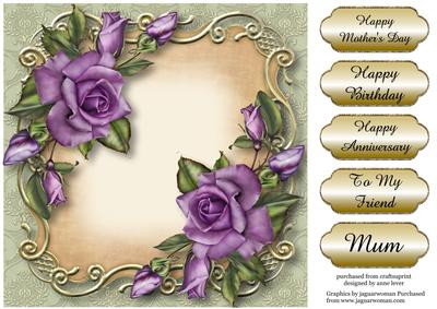 Beautiful Heritage Roses Floral Plaque - Square