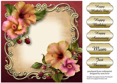 Pretty Hibiscus Flowers Floral Plaque - Square