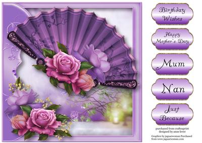 Beautiful Belle Roses Japanese Fan - Square