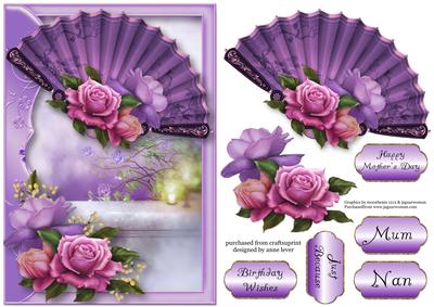 Beautiful Belle Roses Japanese Fan