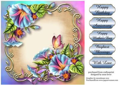 Morning Glory Floral Plaque - Square