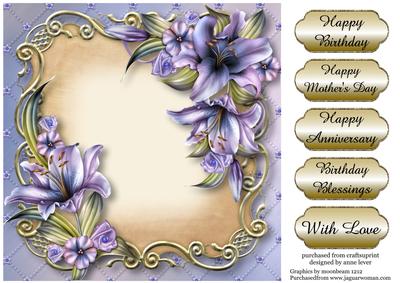 Purple Lilies Floral Plaque - Square