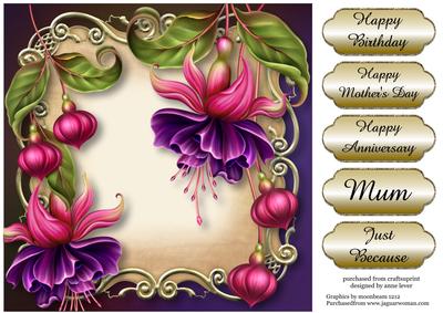 Fabulous Fuschias Floral Plaque - Square