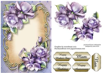 Purple Porcelain Roses Floral Plaque