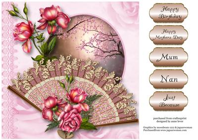 Pretty Lace Fan and Pink Roses