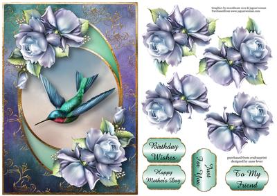 Centre Circle - Hummingbird & Porcelain Roses