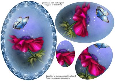 Gorgeous Anemone & Butterfly Oval Pyramid Topper