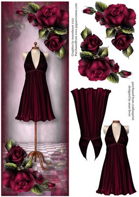 Large Dl Chic Magenta Dress & Roses