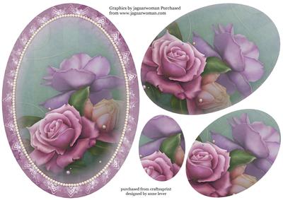 Soft Belle Roses & Pearls Oval Pyramid Topper