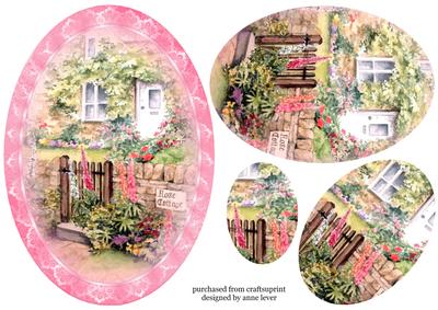 Pretty Rose Cottage Oval Pyramid Topper