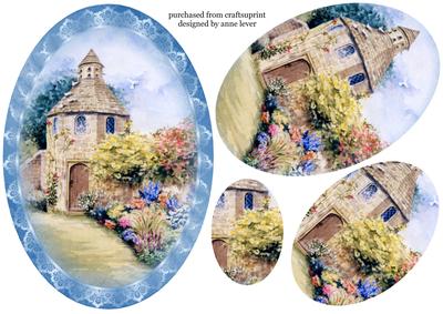 Pretty Floral Dovecote Oval Pyramid Topper