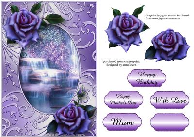 Beautiful Purple Roses at the Waterfall