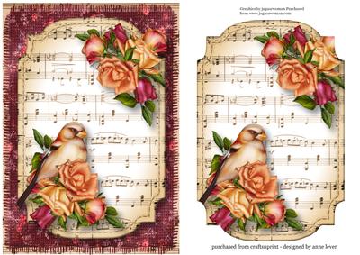 Joy Roses Bird Sheet Music Plaque