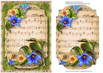 Gorgeous Green Bird Sheet Music Plaque