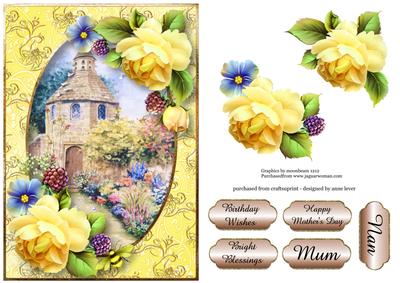 Yellow English Roses at the Dovecote