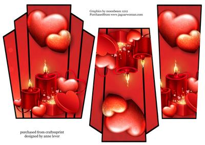 Art Deco Stacker Topper - Red Hearts Valentine