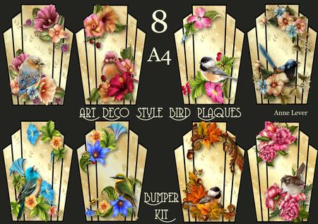 8 A4 Art Deco Style Bird Plaques Bumper Kit