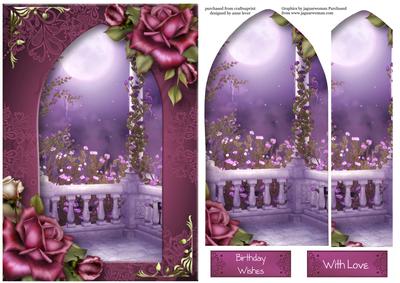 Arched Scene Stacker - Purple Roses