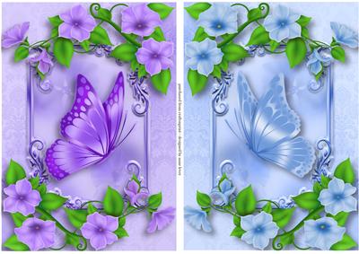 Purple and Blue Flowers & Flutters Toppers
