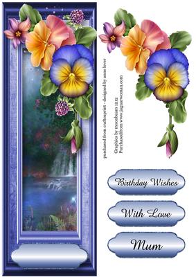 Large Dl Pansies Framed