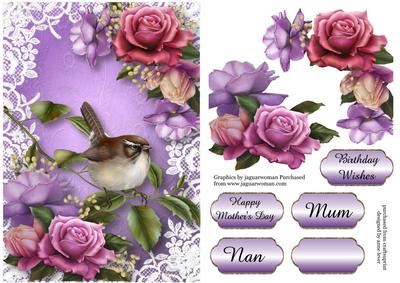 Beautiful Belle Roses Wren on Lace