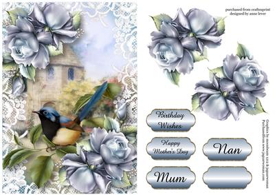 Pretty Porcelain Roses Wren on Lace