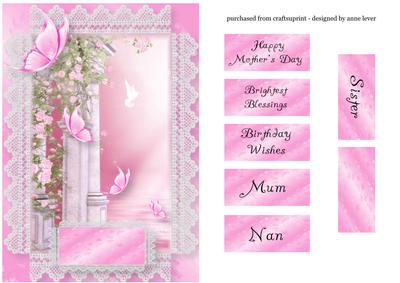 Pink Lace Butterflies and Dove
