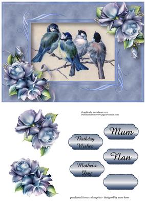 Beautiful Blue Tits & Porcelain Roses