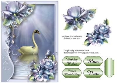 Serene Swan with Porcelain Roses