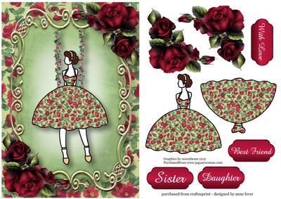 Fabulous Fifties Floral Swing - Magenta Roses