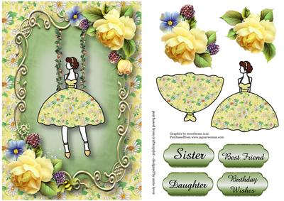 Fabulous Fifties Floral Swing - Soft Yellow Roses