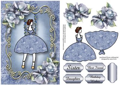 Fabulous Fifties Floral Swing - Soft Blue Roses