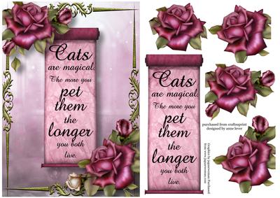 Gorgeous Purple Roses - Cats Are Magical - 