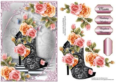 Stunning Shoes - Peeptoe Stiletto - Rosy Glow Roses