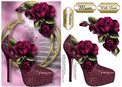 Stunning Shoes - the Paris - Magenta Roses - Version 2