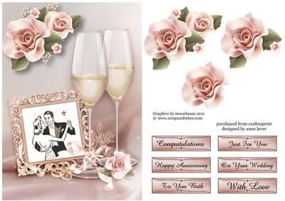 Pink Champagne & Roses Anniversary or Wedding