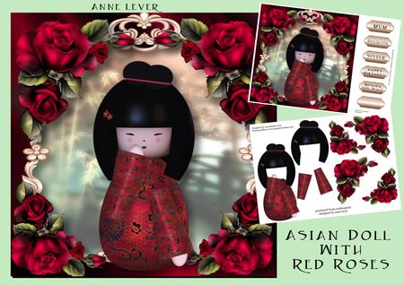Asian Doll with Red Roses