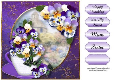 Pretty Pansies in a Teacup
